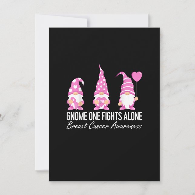Convites Breast Cancer Awareness Gnome One Fights Alone Pin (Frente)