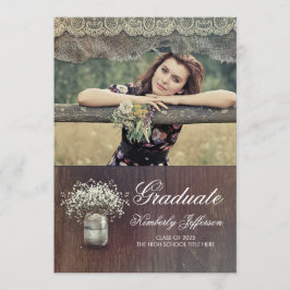 Convites Breath do bebê Mason Jar Rustic Photo Graduation
