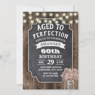 Convites Breath Mason Jar 60º Aniversário do Bebê Rosa Russ