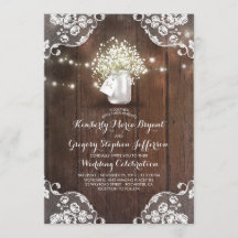Breath Mason Jar Luzes Lace Casamento do Bebê Russ