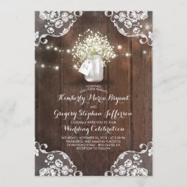 Convites Breath Mason Jar Luzes Lace Casamento do Bebê Russ