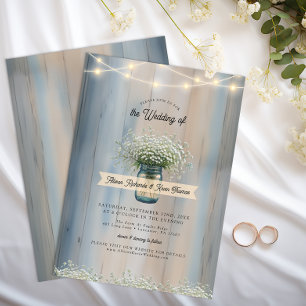 Convites Breath Mason Jar Wedding, Rustic Baby