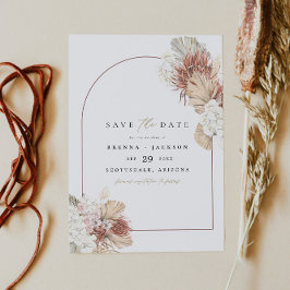 Convites BRENNA Boho Arch Terracotta Palm Salvar Data