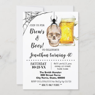 Convites Breu e Boos Halloween Cerveja de crânio de anivers