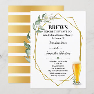 Convites Breve antes que eu faça Casais Dourados Greenery C