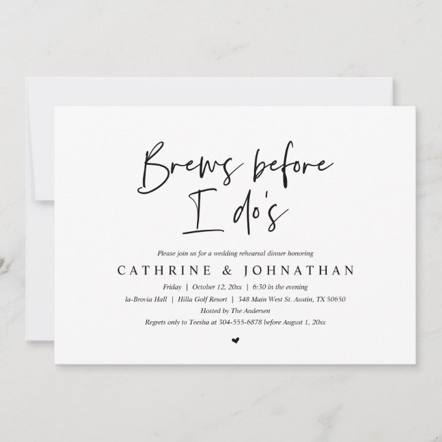 Convites Brew antes de mim, Janto de ensaio de casamento (Frente)
