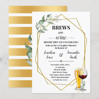 Convites Brews & Wine antes de eu fazer Chá de panela verde