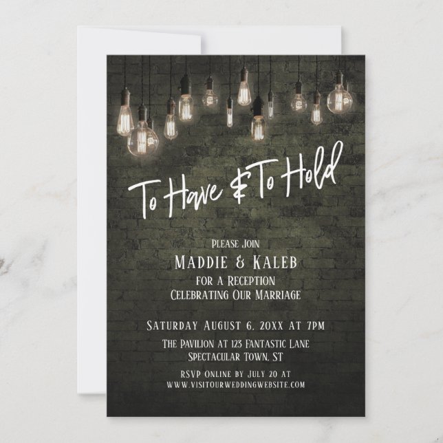 Convites Brick Edison industrial Luzes para ter e segurar (Frente)