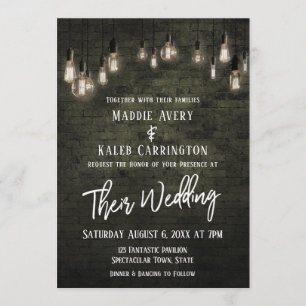 Convites Brick Edison Luz Tipografia Casamento