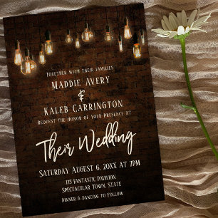 Convites Brick Edison Luz Tipografia Casamento