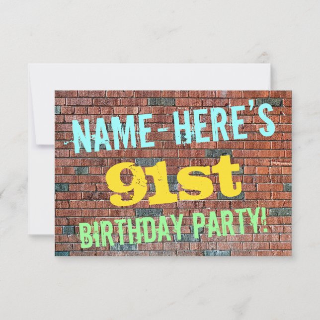 Convites Brick Wall Grafite Inspirado 91rua Aniversário + N (Frente)