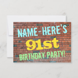 Convites Brick Wall Grafite Inspirado 91rua Aniversário + N