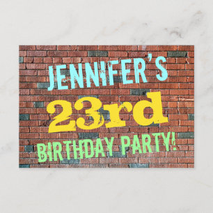 Convites Brick Wall Grafite Inspirado no 23º Aniversário +