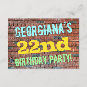 Convites Brick Wall Grafite inspirado no dia 22 de aniversá