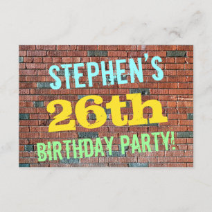 Convites Brick Wall Grafite inspirado no vigésimo sexto ani