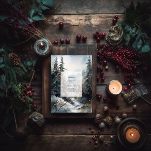 Convites Brida de Árvore de Pinheiros Russo Por Aquarela