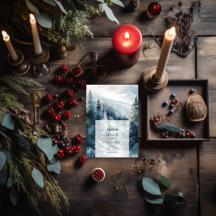 Convites Brida de Árvore de Pinheiros Russo Por Aquarela