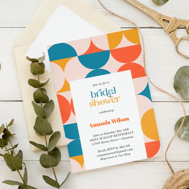 Convites Brida do Meio século Scallop de Meio Círculo Retro (Criador carregado)