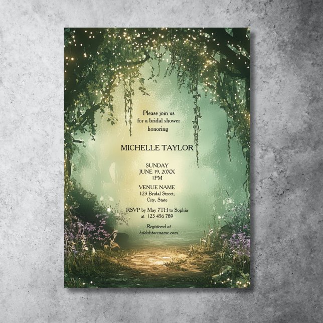 Convites Brida Floral Elegante Floresta Encantada (ENCHANted forest bridal shower invitation)