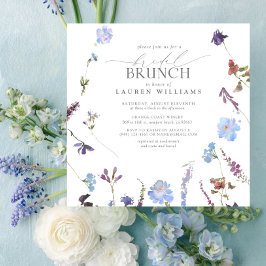 Convites Bridal Azul Elegante Dusty Brunch