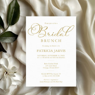 Convites Bridal Bridal com Script de Folha de Ouro Simples