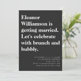 Convites Bridal Bridal com Tipografia Negra Brold Moderna