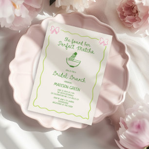 Convites Bridal Bridal de Desenho da Mão Perfeita Matcha