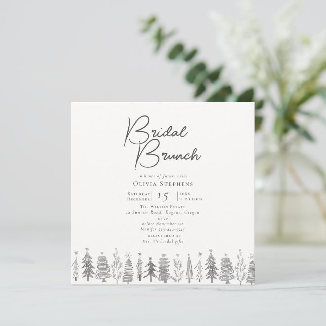 Convites Bridal Bridal de inverno Simples Moderno Brunch (Em pé/Frente)