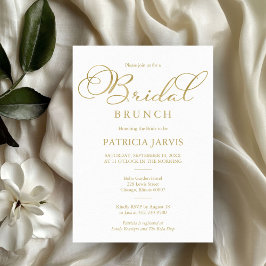 Convites Bridal Bridal de Script de Folha de Ouro Elegante 