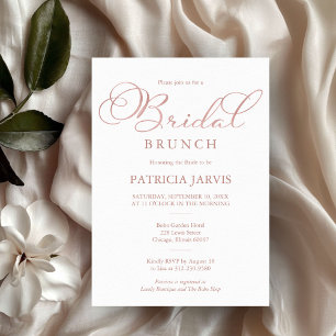 Convites Bridal Bridal de Script de Folha Rosa Gold Delicad