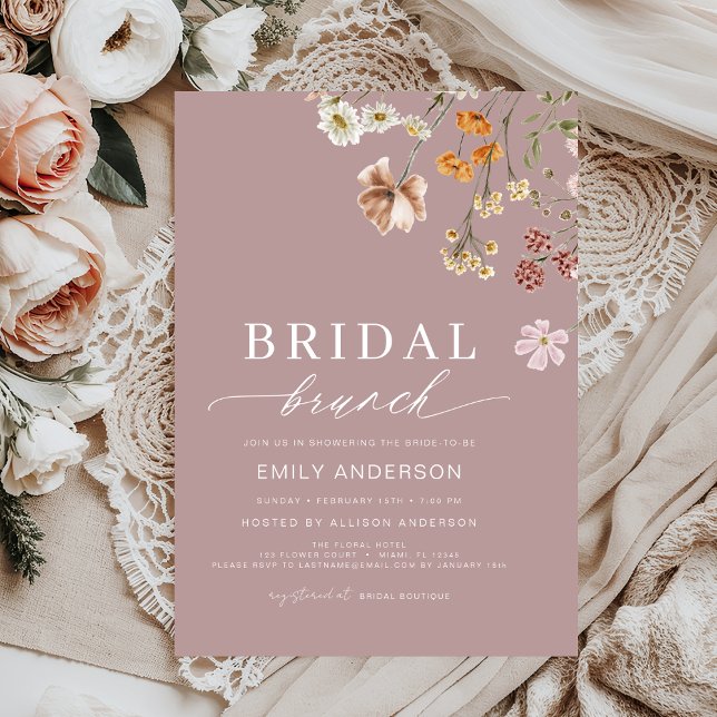 Convites Bridal Bridal, Floral, Cor-de-Rosa, (Criador carregado)
