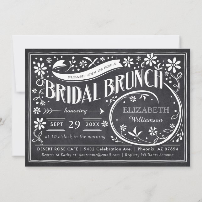 Convites Bridal Brunch | Chalkboard Floral (Frente)