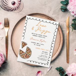 Convites Bridal Brunch de Amor e Pizza Simples Quirky