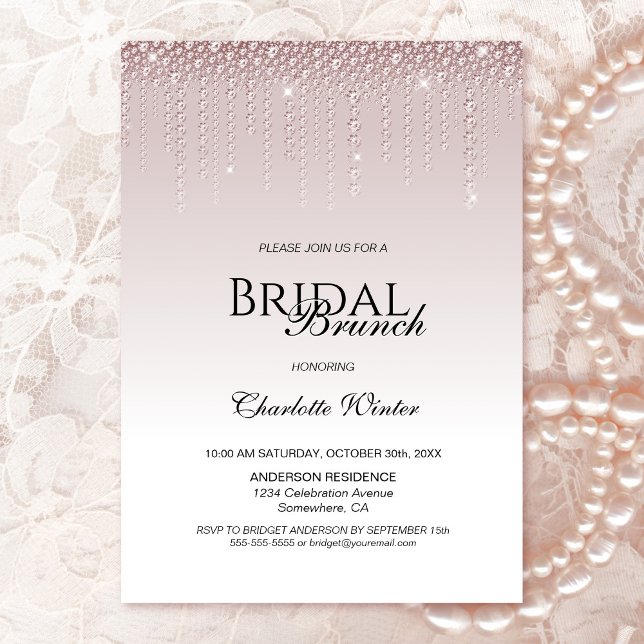 Convites Bridal Brunch de Ouros Rosa (Criador carregado)