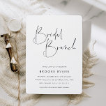 Convites Bridal Brunch de Script Manuscrito Moderno Minimal<br><div class="desc">Convide os hóspedes para comemorar a noiva a participar desses convites modernos e mínimos de brunch de chá de panela em preto clássico e branco. O simples design apresenta "brunch" em um roteiro manuscrito casual,  com os detalhes de seu evento embaixo da moderna inscrição negra soft ash.</div>