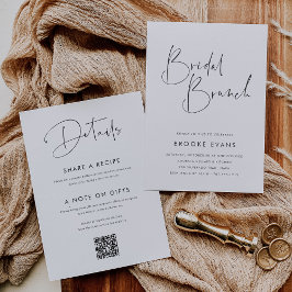 Convites Bridal Brunch de Script Manuscrito Moderno Minimal