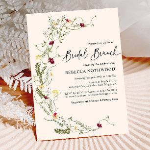 Convites Bridal Brunch, Flores Selvagens Russas Modernas