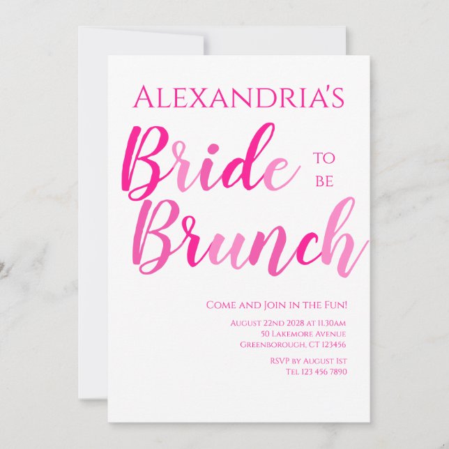 Convites Bridal Brunch Moderno Rosa Quente (Frente)