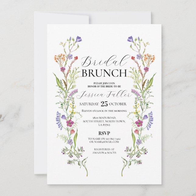 Convites Bridal Brunch Selvagens Floral Ditsy (Frente)