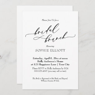 Convites Bridal Brunch Simples, Elegante Tipografia de Luxo