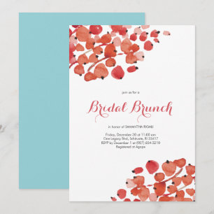 Convites Bridal Brunch Watercolor Red Berries Feriado