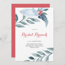 Convites Bridal Brunch Watercolor Red Berries Feriado