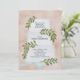 Convites Bridal Brunch Watercolor Wedding Cake com Greenery