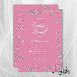 Convites Bridal Brunt de Frame de Glam Rosa Moderno