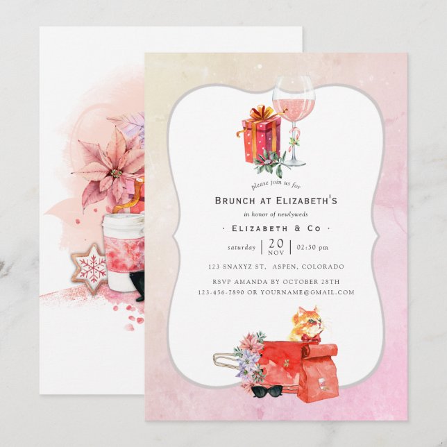 Convites Bridal Brunt de Natal de Filme Retroativo (Frente/Verso)