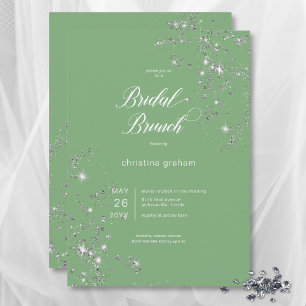 Convites Bridal Brunt de Ouros de Glam Verde e Branco Moder