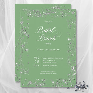 Convites Bridal Brunt de Quadro de Diamante Verde Moderno