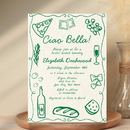 Convites Bridal Casual Italiana Retron-Mão Brunch