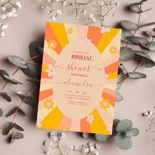 Convites Bridal cor de laranja cor amarela traçada dos anos