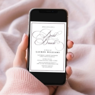 Convites Bridal de Caligrafia Roxa Elegante